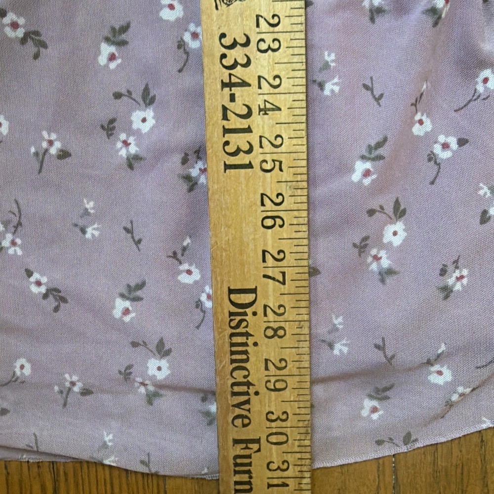 Hollister Floral Summer Mini Dress XS Lavender Tie Front Ruched Semi Sheer Boho - Picture 11 of 13